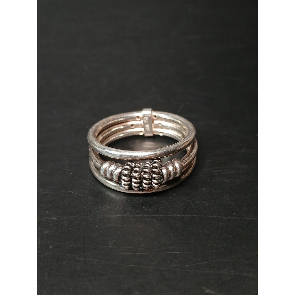 Sterling Silver 925 Three-Band Solid Ring Size 8